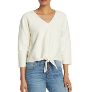 Madewell Texture & Thread Long-Sleeve Tie-Front Top White